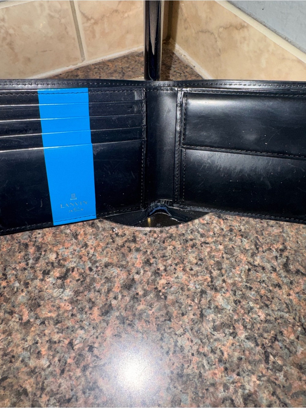Lanvin en blue "Wagram" navy leather Bifold Wallet ✅AUTHENTIC - Picture 3 of 11